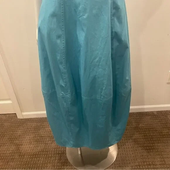NWT CULT GAIA Chiara Sleeveless Blue Cotton-Blend Plunge Bubble Skirt Midi Dress - Picture 11 of 15